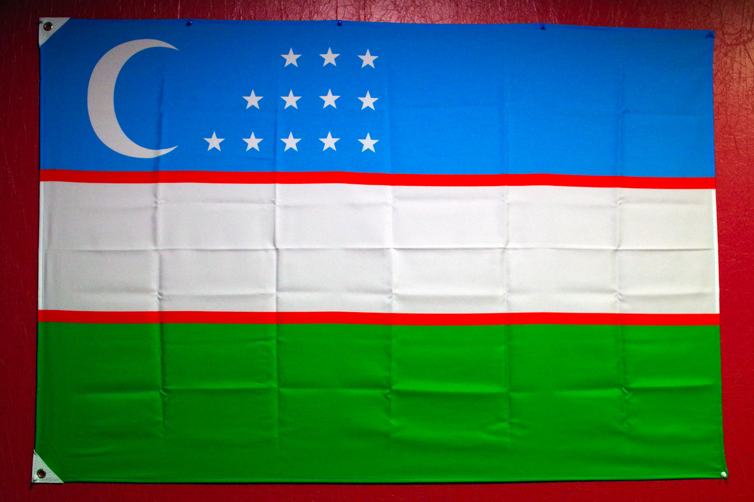 しかし、店内の壁にはウズベキスタン国旗が掲げられている。